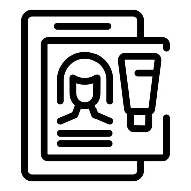 Bir güzellik uzmanının çevrimiçi kurs programının web siteleri, uygulamaları ve dijital ortamı için basit satır simgesi