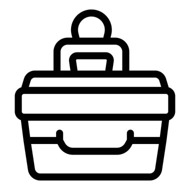 Bir beslenme çantasını tasvir eden basit satır simgesi, paketlenmiş öğle yemeklerini ve yiyecek depolama deposunu temsil etmek için mükemmel