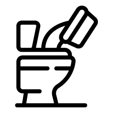 Tuvalet temizleyicisini tuvalet deliğine döken bir tesisatçı çizgisi simgesi