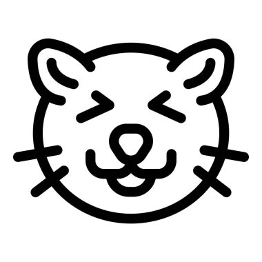 Dilini çıkaran mutlu kedi burun çizgisi ikonu, evcil hayvan konsepti