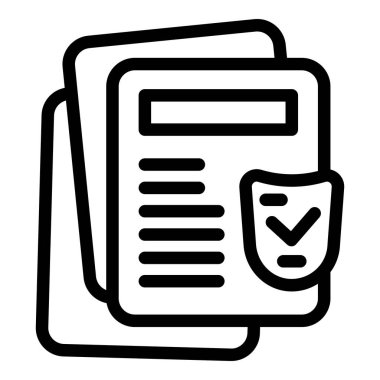 Belgelerin satır simgesi bir kalkan ve işaretli, veri güvenliğini sembolize ediyor