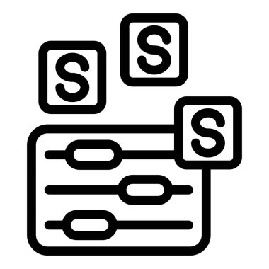 Yazılım geliştirme kitinde ayarlama sürecini temsil eden siyah ana hatlı simge