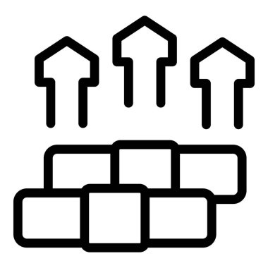 Blokların çizgi sanat simgesi yukarı bakan oklarla bir piramit oluşturuyor, büyümeyi ve başarıyı simgeliyor