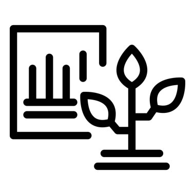 Olumlu iş büyümesini gösteren bir belgede büyüyen bir bitkinin çizgi resim simgesi