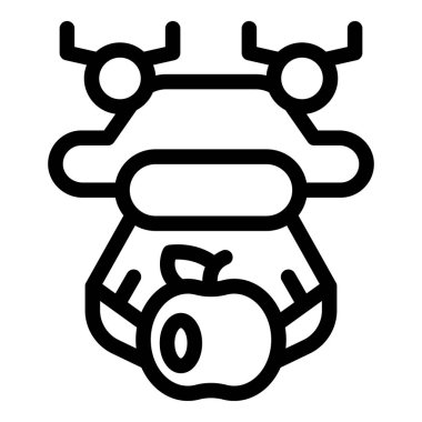 Drone, böcek ilaçlarını ve böcek ilaçlarını böceklerden korumak için elmanın üzerine sıkıyor.