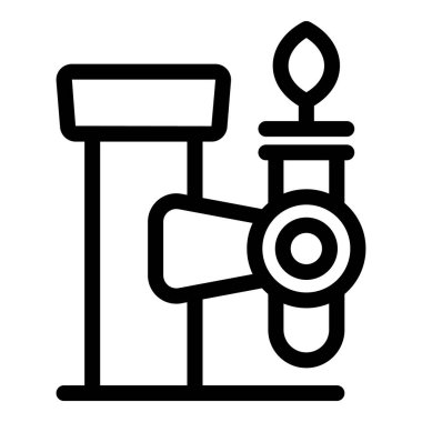 Test tüpünü ısıtan bir bunsen ocağının simgesi, bir kimya deneyini temsil ediyor.