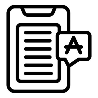 Bir cep telefonunun metin düzenleme uygulamasını gösteren siyah ana hatlı simgesi