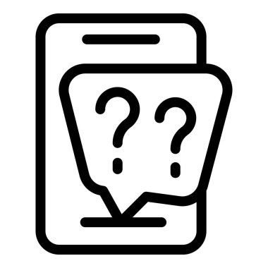 Smartphone 'da iki soru işareti içeren bir konuşma balonu gösteriliyor, bir soruşturma veya bilgi talebi öneriliyor