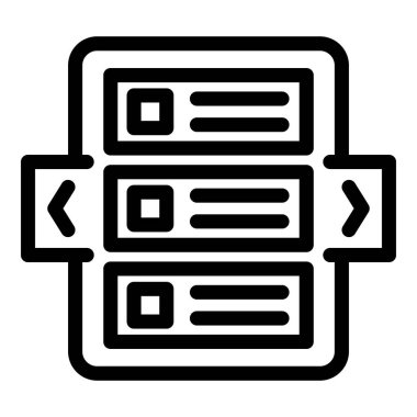 Oklarla bilgi aktaran bir veri sunucusunun siyah ana hatlı simgesi