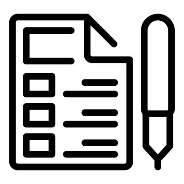 Metin ve kalem içeren bir kağıdın satır resim simgesi, not almayı, yazmayı veya düzenlemeyi temsil eder