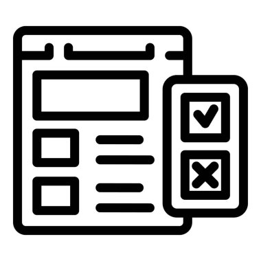 Online anket kavramı, işaretli ve çapraz işaret simgeleriyle sınav veya test