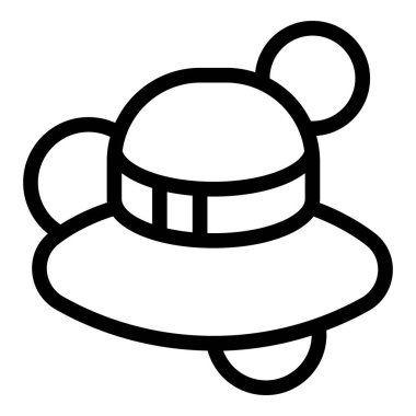 Uzayda açık kapakları olan klasik bir uzay gemisinin minimal çizgi resim simgesi