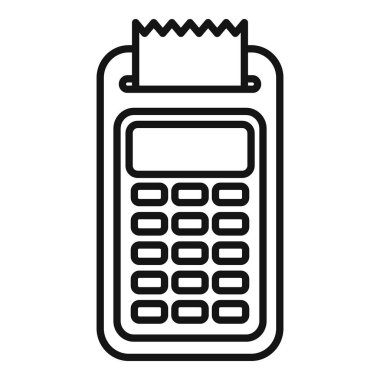 Bir ödeme terminalinin çizgi resim simgesi. Fiş yazdırma, finansal işlemleri sembolize eder.