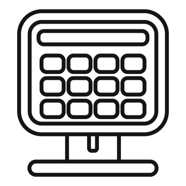 Masanın üzerinde duran bir ofis hesap makinesinin satır simgesi, finansal işlemleri temsil etmek için mükemmel