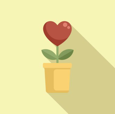 Kırmızı kalp, aşkın büyümesini simgeleyen bir saksının içinde büyüyor.