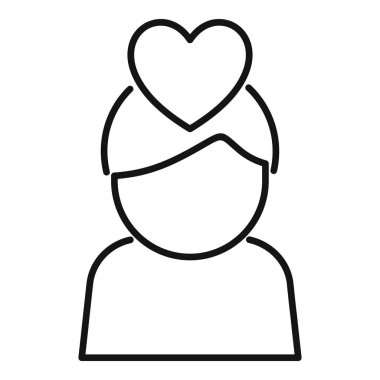 Kafasında kalp olan bir insanın çizgi sanat simgesi. Sevgiyi, sevgiyi ya da olumlu duyguları temsil ediyor.