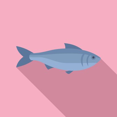 Uzun gölgelerle yüzen ringa balığının basit ve zarif bir çizimi.