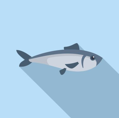 Minimalist illustration of a fish swimming underwater with a long shadow clipart