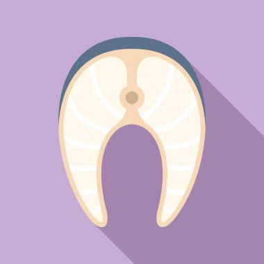 Sağlıklı bir deniz ürününü temsil eden somon bifteği ikonu. Omega 3 yağ asitleriyle dolu. Sağlıklı bir diyeti desteklemek için ideal.