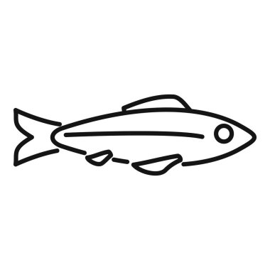 Beyaz arka planda sağa yüzen bir balığın basit çizimi