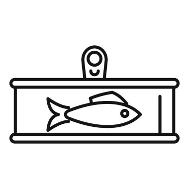 İçinde korunmuş sardalya bulunan ve yemeye hazır bir teneke kutu çizimi.