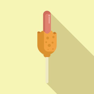 Lezzetli mısır sosisi hamura batırılmış, bol yağda kızartılmış ve uygun ve tatmin edici bir ikram için çubukta servis edilmiş.