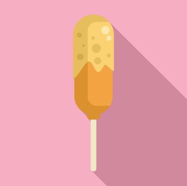 Klasik bir mısırlı sosislinin hardalla kaplanmış düz bir çizimi.