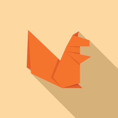 Turuncu origami sincabı açık kahverengi arka planda uzun gölgeli duruyor.