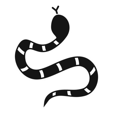 Siyah ve beyaz yılan sürünüyor, tehlikeyi ve vahşi hayatı temsil eden basit bir ikon.