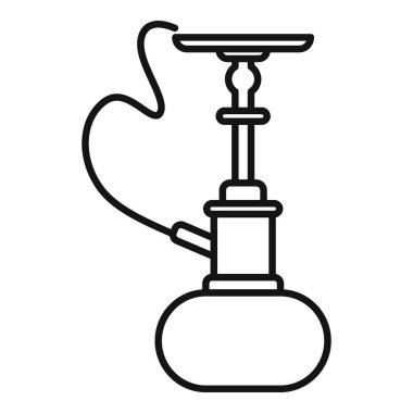 Yuvarlak bir tabana bağlı uzun bir tüp içeren basit bir nargile çizimi.