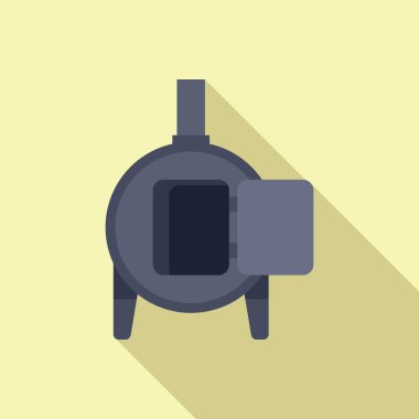 Geleneksel yuvarlak metal soba ısıtma için yanan odun, açık kapılı ön manzara.