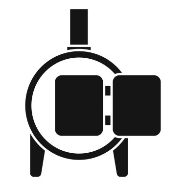 Metal işçiliği ve diğer endüstriyel işlemler için açık kapısı olan yuvarlak bir fırın.