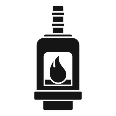 Modern tarzda bir şöminenin siyah silueti yakacak odun yakıyor.