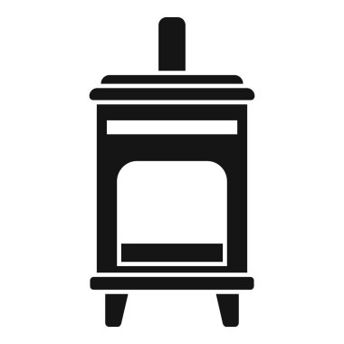 Bir evi ısıtmak için ayaklarının üzerinde duran modern bir şöminenin siyah silüeti.