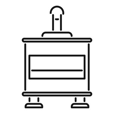 Yerlerde yanan biyoyakıtı olan modern bio şöminenin çizgi simgesi.