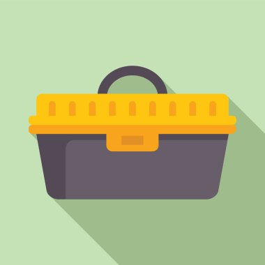 Sarı ve gri plastik alet kutusu gölgesiyle birlikte duruyor.