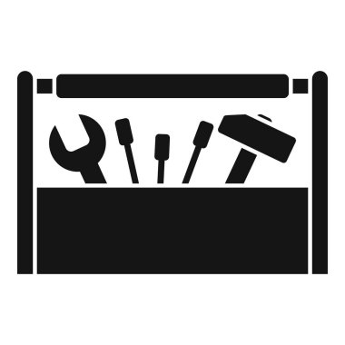 Bu basit simge, inşaat, onarım veya ev geliştirme projeleri için mükemmel bir araç kutusu tutma araçlarını içerir.