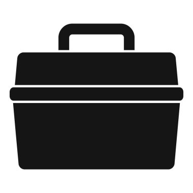 Beyaz arkaplanda izole edilmiş siyah plastik beslenme kutusu simgesi