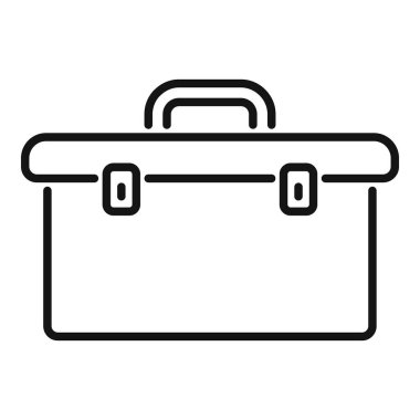 Araçları depolamak için araç kutusunu temsil eden basit bir siyah ana hat simgesi, bir inşaat veya tamirci projesi için mükemmel