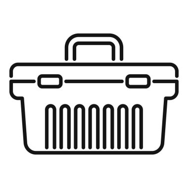 Plastik bir araç kutusunun siyah çizgi simgesi, çeşitli işler için araçları saklamak ve taşımak için