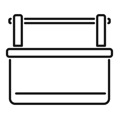 Enerji deposu ve otomotiv güç kaynağını sembolize eden basit bir araba aküsü çizimi