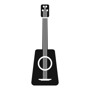 Black and white image of an acoustic guitar, a stringed musical instrument, isolated on a white background clipart