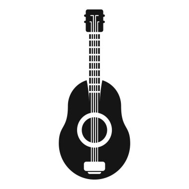 Dik duran akustik gitarın siyah siluet simgesi