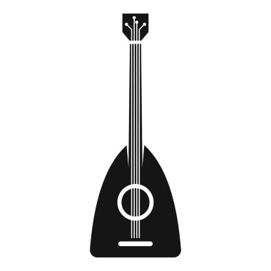 Beyaz bir arka planda izole edilmiş geleneksel bir Türk telli enstrüman olan bir saz siyah ve beyaz çizimi