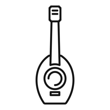 Gitar tasvir eden basit siyah beyaz çizgiler, müzikle ilgili tasarımlar için idealdir.