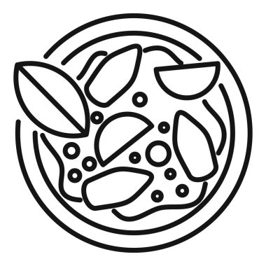 Sebze ve baharatlı bir çorba kasesinin basit bir simgesi. Sağlıklı beslenmeyi ya da lezzetli bir yemeği temsil etmek için mükemmel.