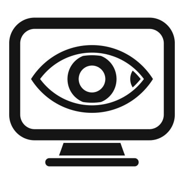 Çevrimiçi izleme ve veri gizliliği gibi kavramları temsil eden, büyük bir gözü gösteren basit bir bilgisayar simgesi
