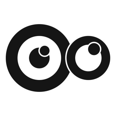 Basit siyah ve beyaz oksijen molekül ikonu atomik yapısını her biri bir çekirdek ve elektrona sahip iki atomla temsil eder.