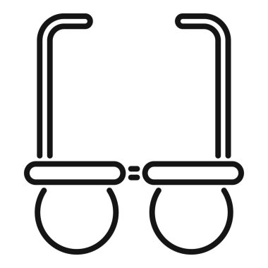 Bir çift komik yuvarlak gözlüğü temsil eden basit çizgi simgesi, sıklıkla inek kültürü ve görüş düzeltmesi ile ilişkili