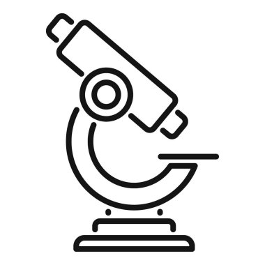 Bir mikroskobun çizgi sanat simgesi, bilimsel keşfi ve laboratuvar analizini sembolize ediyor.